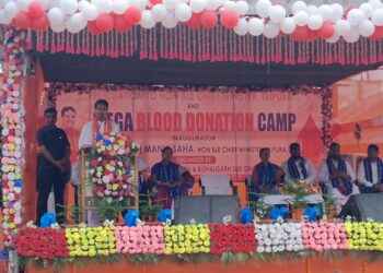 বিশালগড়ে অনুষ্ঠিত মেগা রক্তদান শিবির।