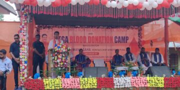 বিশালগড়ে অনুষ্ঠিত মেগা রক্তদান শিবির।