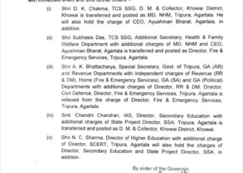 রাজ্য প্রশাসনের উচ্চ-পর্যায়ে রদবদল