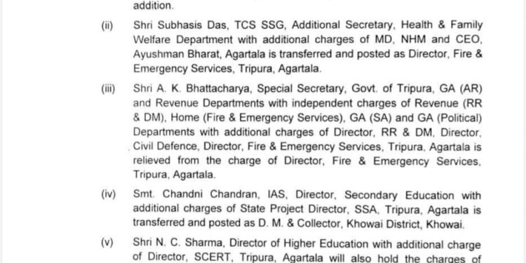 রাজ্য প্রশাসনের উচ্চ-পর্যায়ে রদবদল