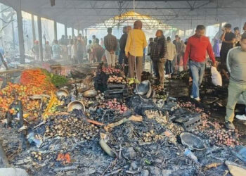 রহস্যজনক আগুনে পুড়ে ছাঁই বটতলা বাজারের সবজি মার্কেট