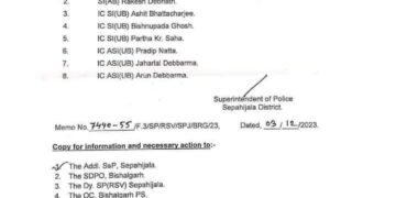 সিপাহীজলা জেলা পুলিশ সুপারের নজিরবিহীন নির্দেশ!