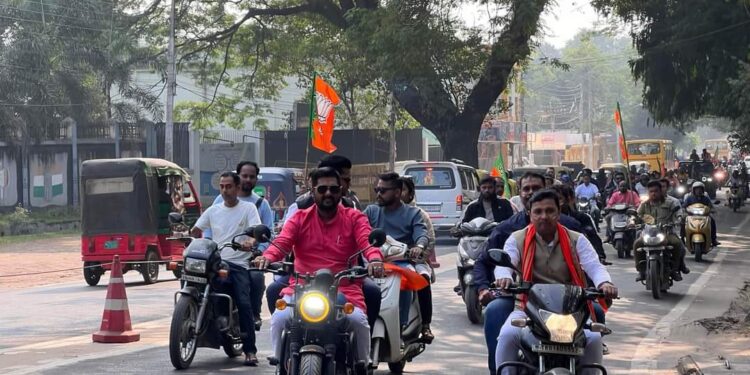 প্রদেশ যুব মোর্চার উদ্যোগে ৬ আগরতলা কেন্দ্রে সু-বিশাল বাইক রেলি অনুষ্ঠিত