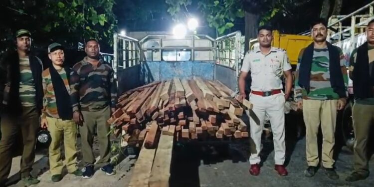 পাচারকালে প্রচুর পরিমাণে বেআইনি কাঠ উদ্ধার