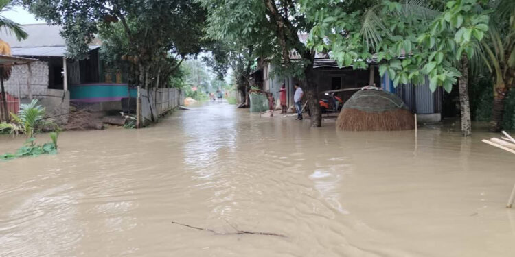 প্রবল বৃষ্টির ফলে জলের নীচে উওর রাউৎখলা